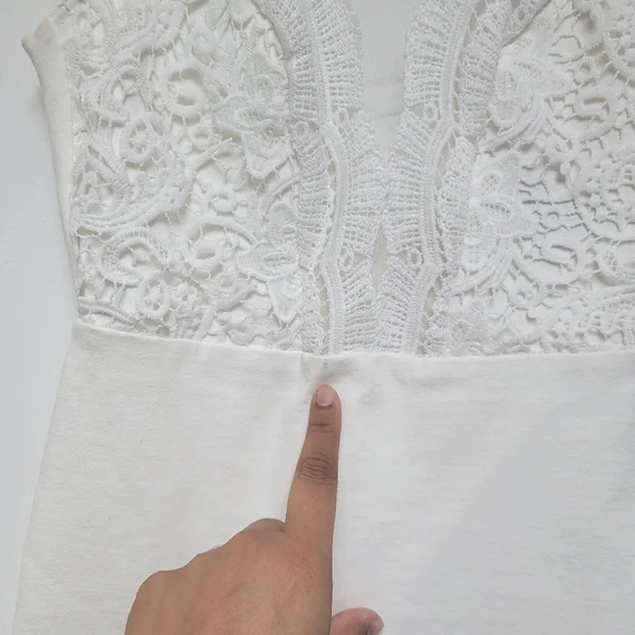 Lulu's Women Dress XS White Coquina Scalloped Lace Social Sheer Mesh Bodycon - Picture 11 of 15